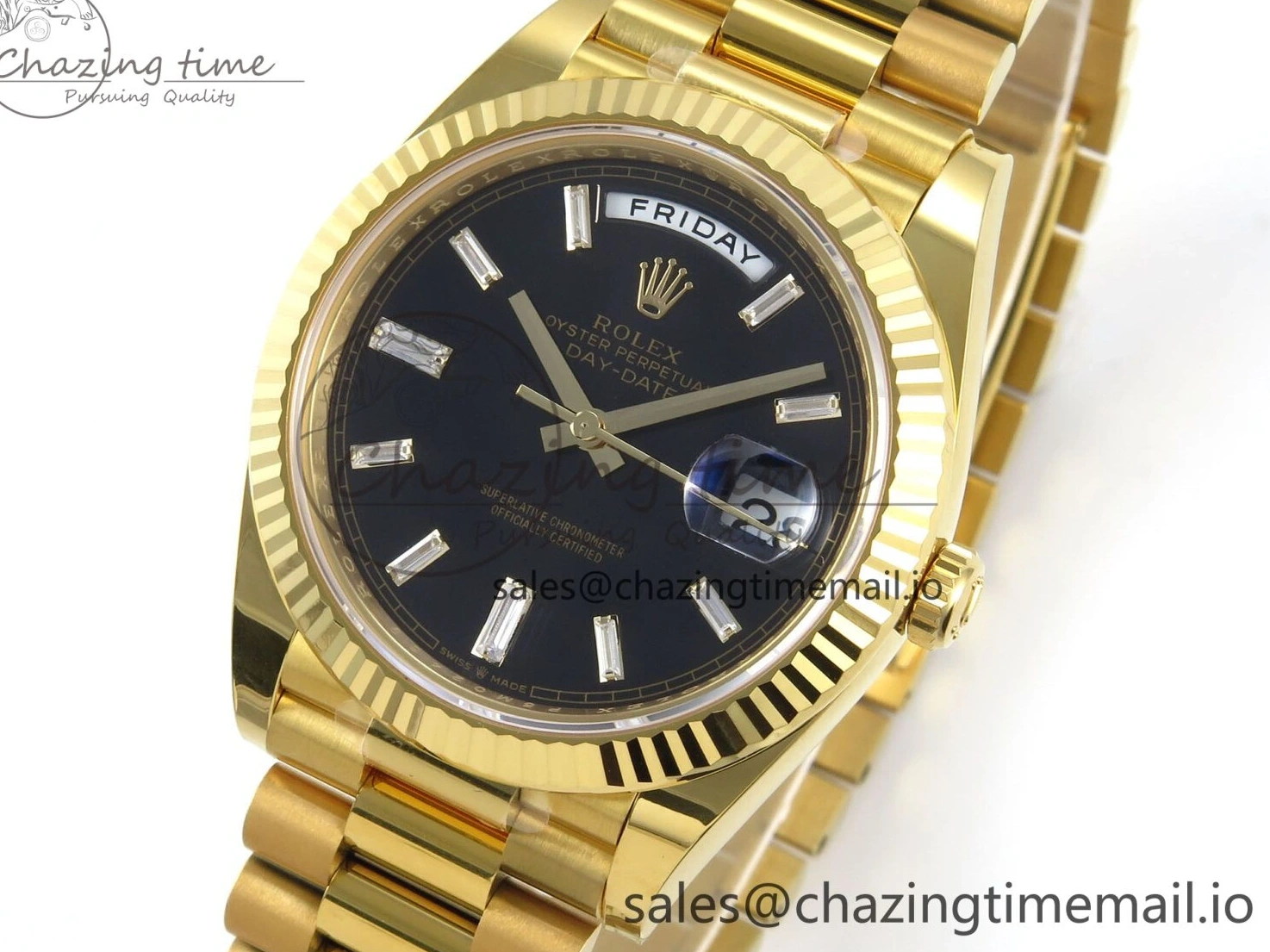 MiroTime 0320 Packable Day Date 40 YG 228238 THBF 1:1 Best Edition Black Crystal Dial on President Bracelet VR3255 V3 (Gain Weight) 378